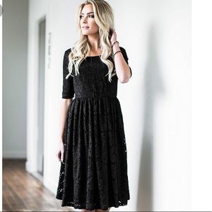 NWT Mikarose Modest Addison Black Lace Dress M